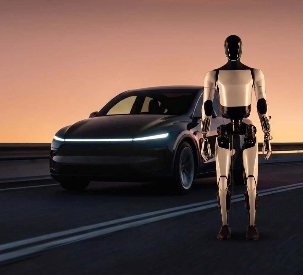 A robotaxi and a humanoid robot