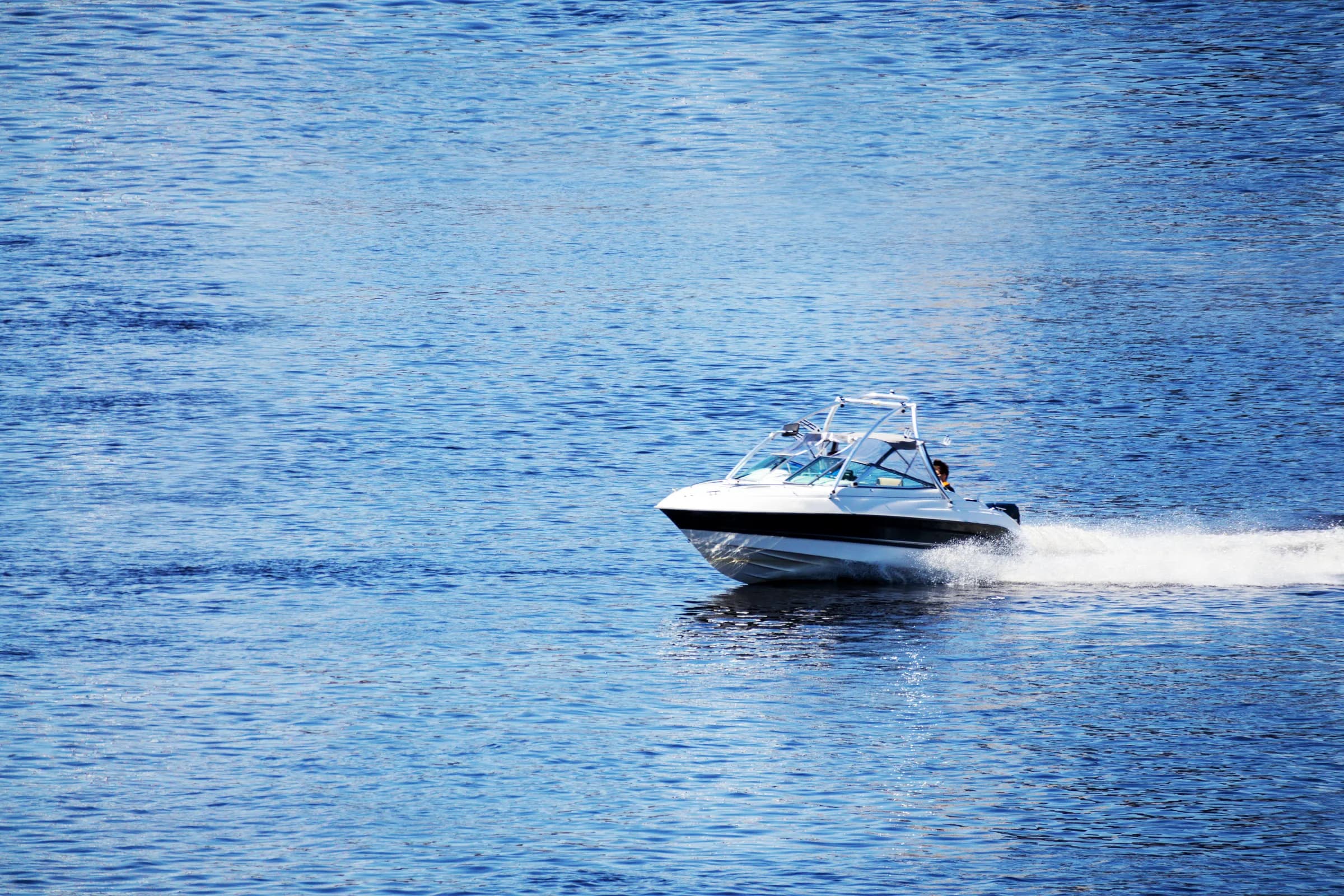 A motorboat on open water
