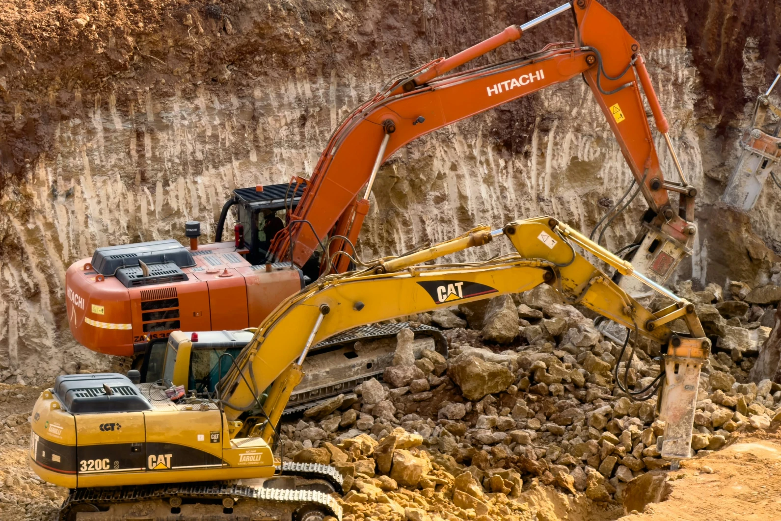 CAT excavators on construction site