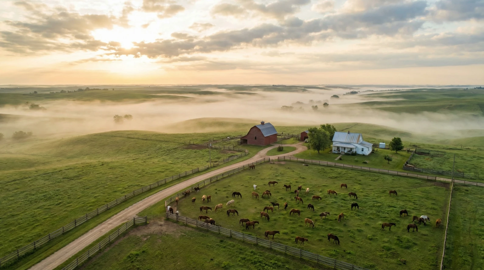 Rural ranch property aerial view